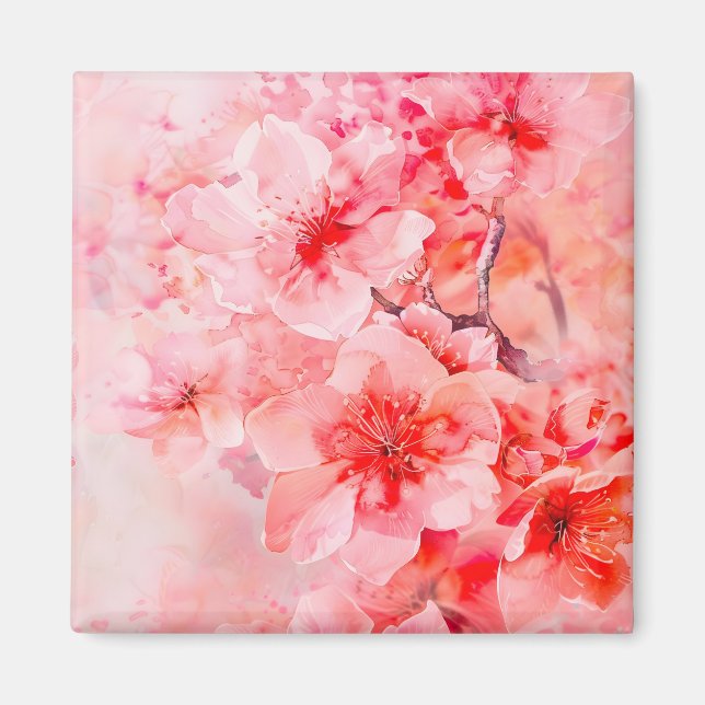 Watercolor Cherry Blossom Bliss Magnet (Front)