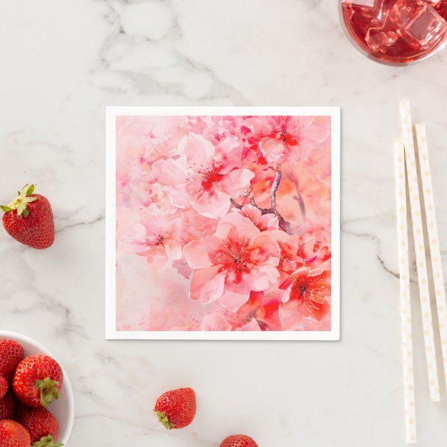 Watercolor Cherry Blossom Bliss Napkin (Insitu)