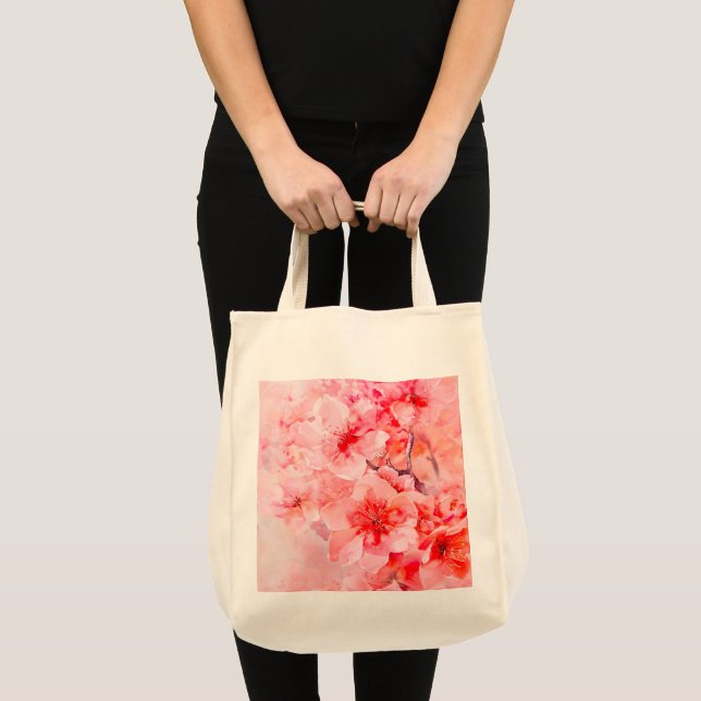 Watercolor Cherry Blossom Bliss Tote Bag (Front (Product))