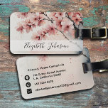 Watercolor Cherry Blossom Floral Girly Script Name Luggage Tag<br><div class="desc">Travel in style with our Watercolor Cherry Blossom Floral Girly Script Name Luggage Tag! Featuring a delicate cherry blossom design on a dreamy pink and blue watercolor background, this tag is both chic and practical. Personalise the front with your name in elegant script calligraphy, and customise the back with your...</div>