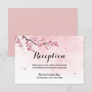 Watercolor Cherry Blossom Floral Wedding Reception Invitation