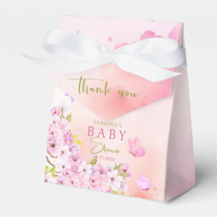 Watercolor Cherry Blossom It's a Girl Baby Shower Favour Box