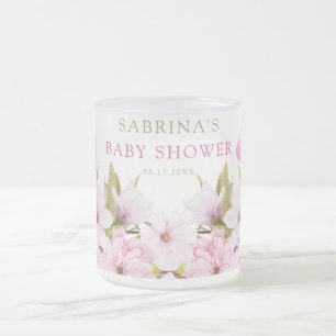 Watercolor Cherry Blossom It's Girl Baby Shower  Frosted Glass Coffee Mug
