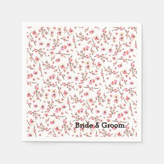 Watercolor Cherry Blossom Napkin (Front)
