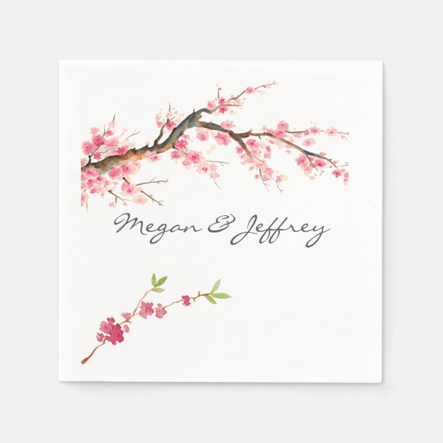 Watercolor Cherry Blossom Napkin (Front)