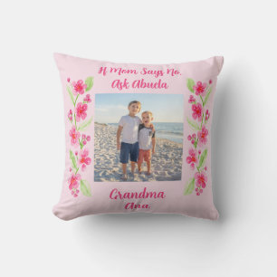 Watercolor Cherry Blossom NONNA Photo PERSONALIZE Cushion