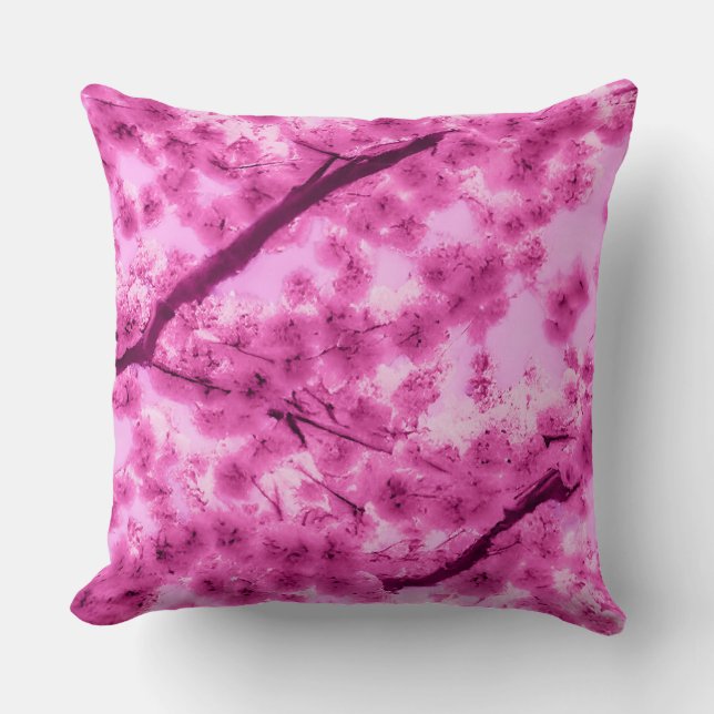 Watercolor Cherry Blossom Pattern Cushion (Front)
