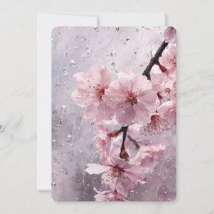 Watercolor Cherry Blossom Pink Floral Wedding Invi Invitation