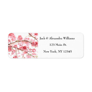 Watercolor Cherry blossom Pink Return Address