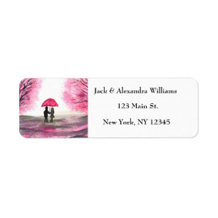 Watercolor Cherry blossom Pink Return Address Lab