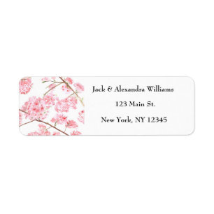 Watercolor Cherry blossom Pink Return Address  Lab
