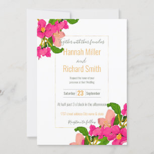 Watercolor Cherry Blossom Pink & White Floral Invitation
