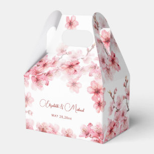 Watercolor Cherry Blossom Pink White Wedding Favour Box