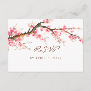 Watercolor cherry blossom rsvp card