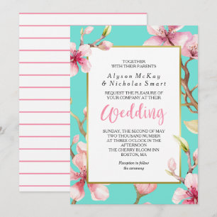 Watercolor Cherry Blossom Spring Wedding Invitation