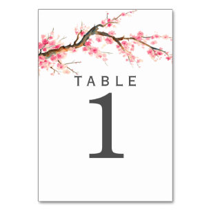 Watercolor Cherry Blossom Table Number