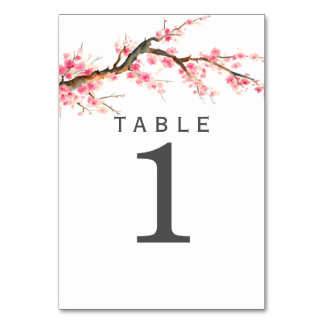 Watercolor Cherry Blossom Table Number