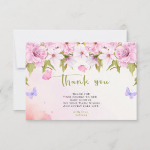 Watercolor Cherry Blossom Thank You Baby Shower Card