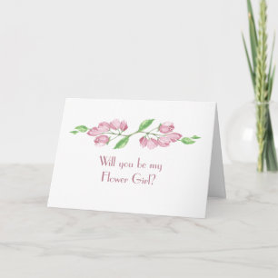 Watercolor Cherry Blossom Wedding Flower Girl Invitation