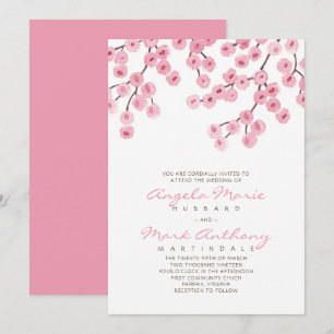 Watercolor Cherry Blossom Wedding Invitation