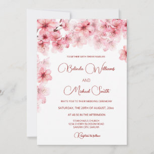 Watercolor Cherry Blossom Wedding Invitation