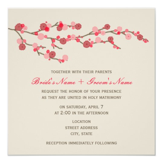 Watercolor Cherry Blossom Wedding Invite