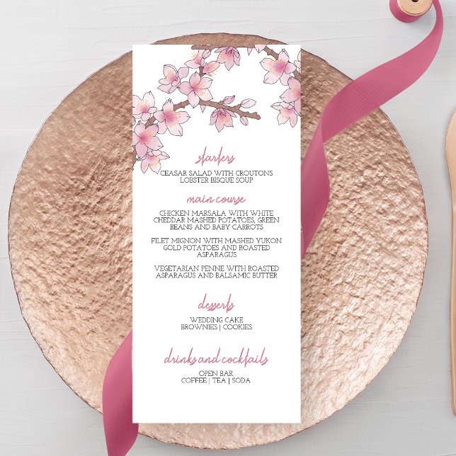 Watercolor Cherry Blossom Wedding Menu (Creator Uploaded)