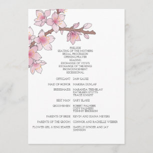 Watercolor Cherry Blossom Wedding Programme