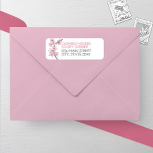 Watercolor Cherry Blossom Wedding Return Address