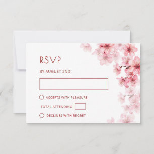 Watercolor Cherry Blossom Wedding RSVP Card