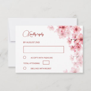 Watercolor Cherry Blossom  Wedding RSVP Card