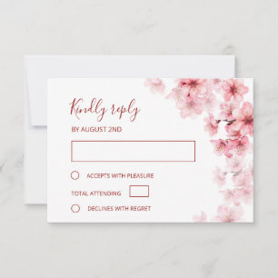Watercolor Cherry Blossom  Wedding RSVP Card