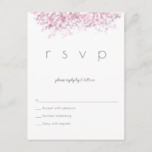Watercolor cherry blossom wedding rsvp postcards