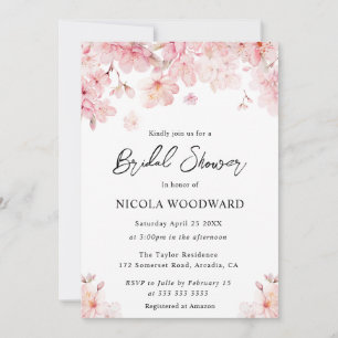Watercolor Cherry Blossoms Bridal Shower Invitation