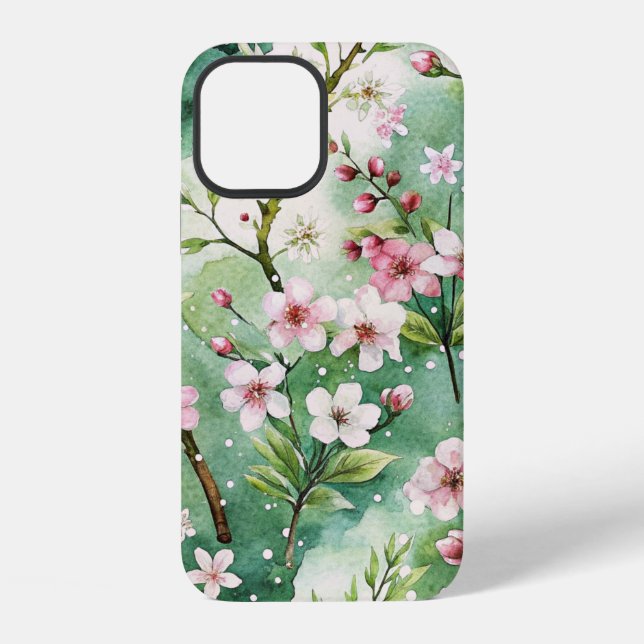 Watercolor Cherry Blossoms iPhone Case (Back)