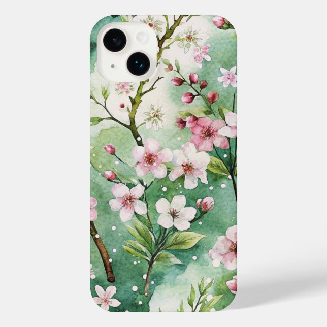 Watercolor Cherry Blossoms iPhone Case (Back)