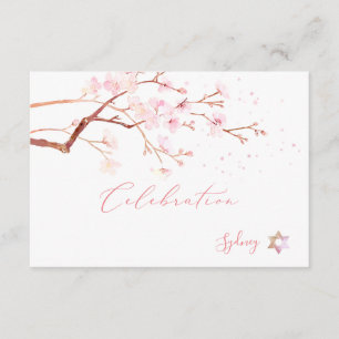 Watercolor Cherry Blossoms Mitzvah ✡ Celebration Enclosure Card