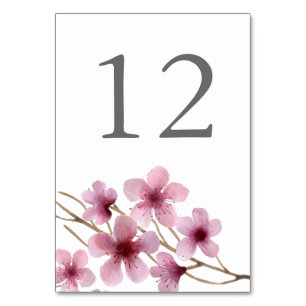 Watercolor Cherry Blossoms Table Number