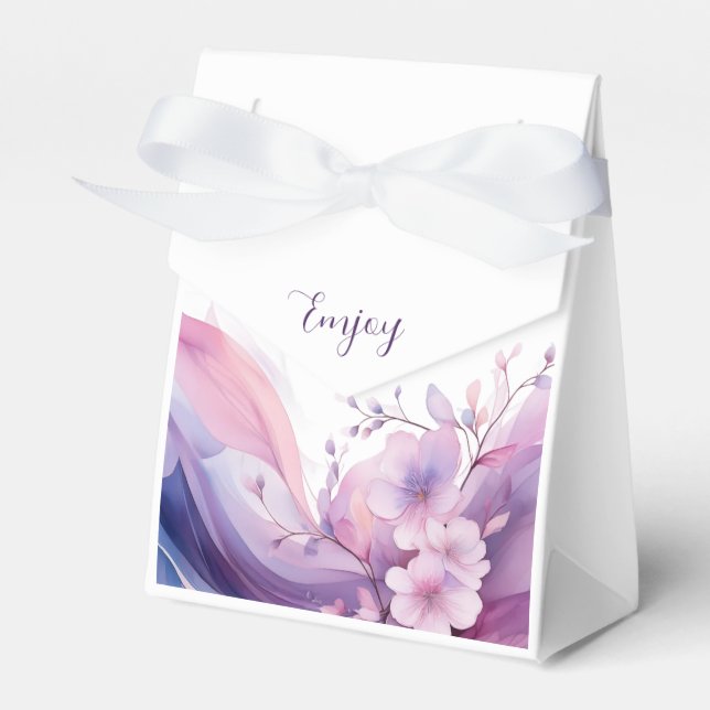 Watercolor Cherry Blossoms-Wedding  Favour Box (Front Side)