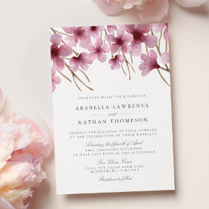 Watercolor Cherry Blossoms Wedding Invitation