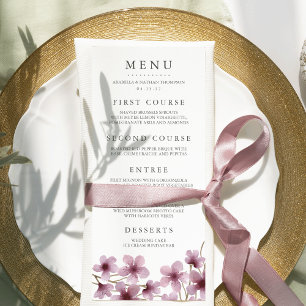 Watercolor Cherry Blossoms Wedding Menu