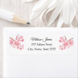 Watercolor Cherry blossoms Wedding Return address
