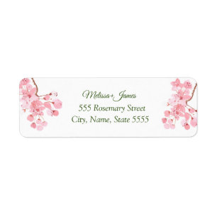Watercolor Cherry blossoms Wedding Return address