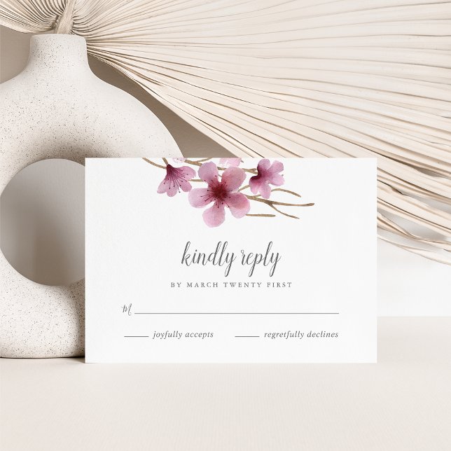 Watercolor Cherry Blossoms Wedding RSVP (Creator Uploaded)