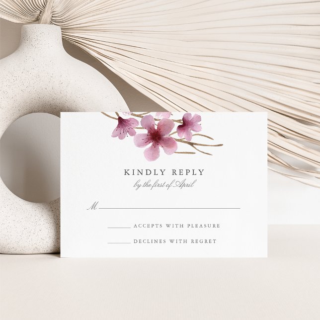 Watercolor Cherry Blossoms Wedding RSVP Card (Creator Uploaded)