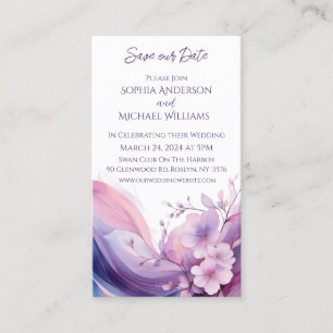 Watercolor Cherry Blossoms Wedding-Save the Date- Business Card