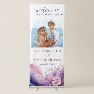 Watercolor Cherry Blossoms-Wedding Welcome Sign- Retractable Banner