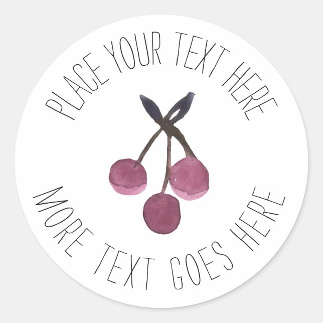 Watercolor Cherry Custom Sticker or Label (Front)