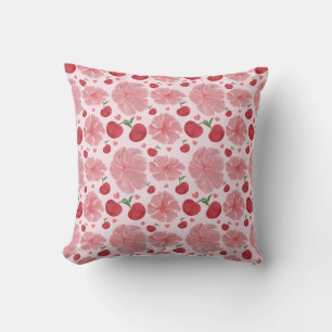 Watercolor Cherry floral pattern  Cushion