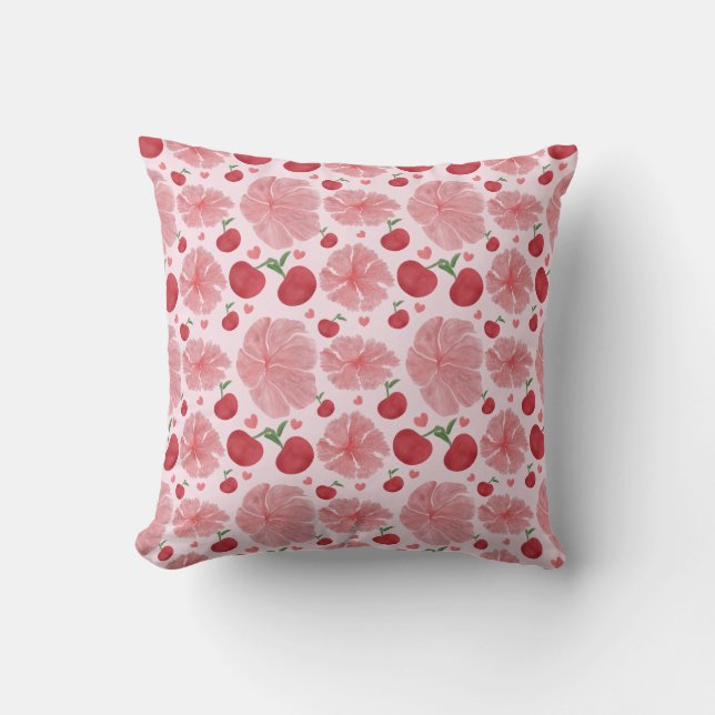 Watercolor Cherry floral pattern  Cushion (Front)